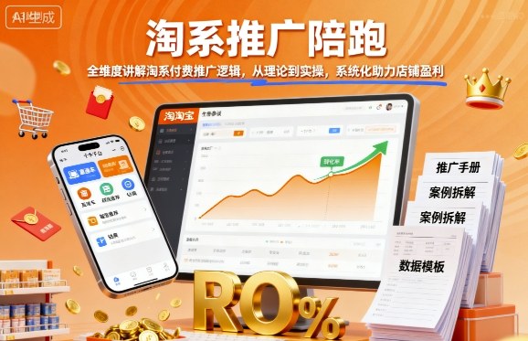 淘系推广陪跑，全维度讲解淘系付费推广逻辑，从理论到实操，系统化助力店铺盈利-鹊桥梦网创