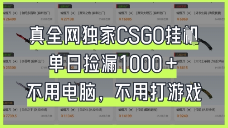 真全网独家CSGO挂G，单日捡漏1k+【揭秘】-鹊桥梦网创