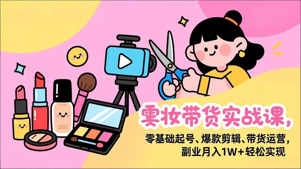 （17189期）美妆带货实战课，零基础起号、爆款剪辑、带货运营，副业月入1W+轻松实现-鹊桥梦网创
