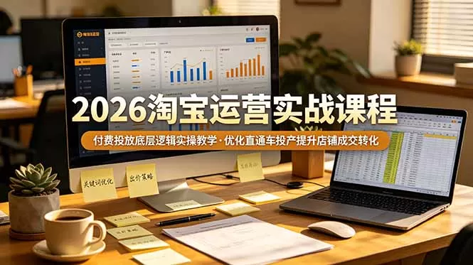 2026 淘宝运营实战课程,付费投放底层逻辑实操教学,优化直通车投产提升店铺成交转化-鹊桥梦网创
