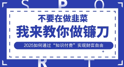 韭菜生涯终结者,我来教你做镰刀,2025如何通过“知识付费”实现财F自由【揭秘】-鹊桥梦网创