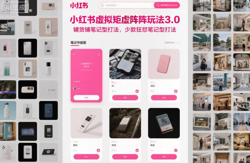 小红书虚拟矩阵玩法3.0，铺货铺笔记型打法，少款狂怼笔记型打法-鹊桥梦网创