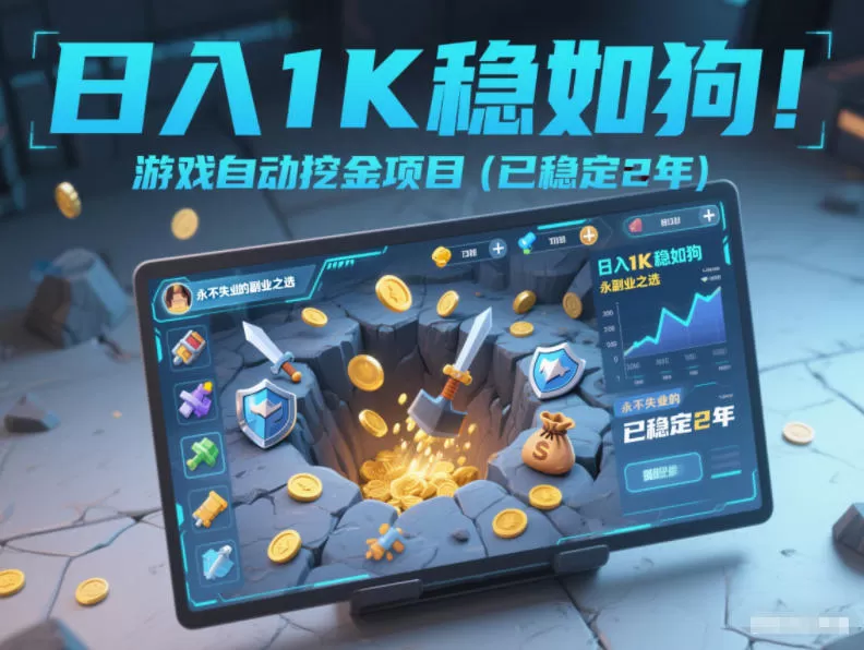 日入1K稳如狗！游戏自动挖金项目（已稳定2年），永不失业的副业之选【揭秘】-鹊桥梦网创