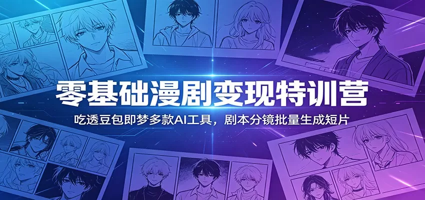 零基础漫剧变现特训营：吃透豆包即梦多款AI工具，剧本分镜批量生成短片-鹊桥梦网创