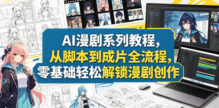 AI漫剧系列教程，从脚本到成片全流程，零基础轻松解锁漫剧创作-鹊桥梦网创