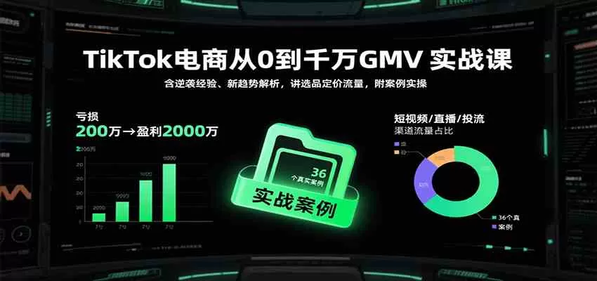 TikTok电商从0到千万GMV实战课，含逆袭经验、新趋势解析，讲选品定价流量等（更新）-鹊桥梦网创