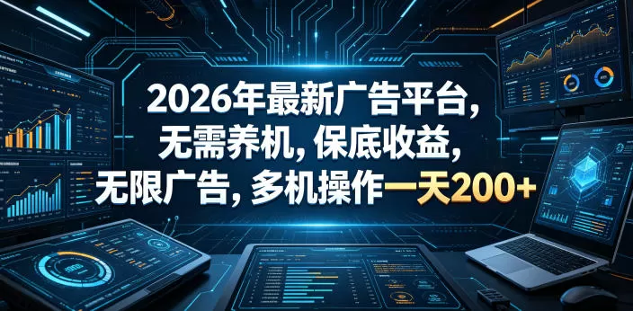2026年最新广告平台,无需养机,保底收益,无限广告,多机操作一天200+【揭秘】-鹊桥梦网创