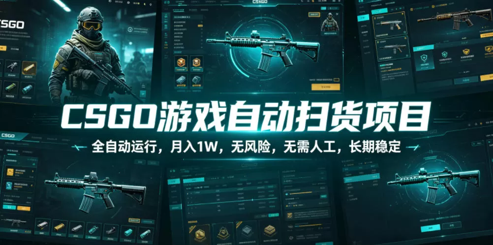 CSGO游戏自动扫货项目，全自动运行，月入1W，无风险，无需人工，长期稳定【揭秘】-鹊桥梦网创