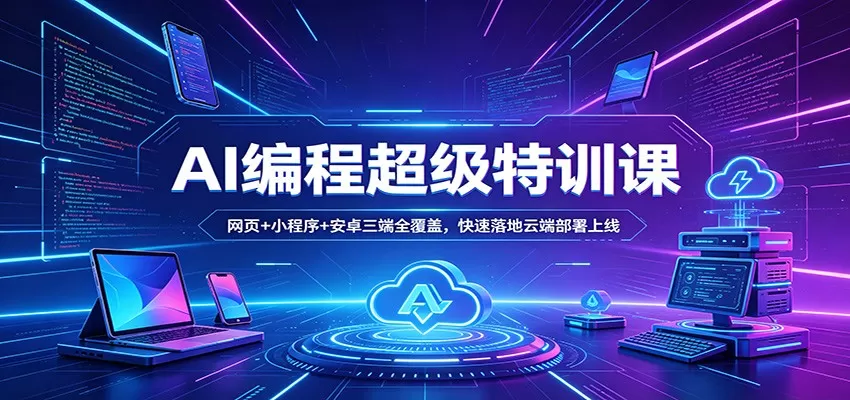 AI编程超级特训课：网页+小程序+安卓三端全覆盖，快速落地云端部署上线-鹊桥梦网创