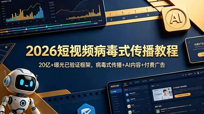 2026短视频病毒式传播教程:20亿+曝光已验证框架,病毒式传播+AI内容+付费广告-鹊桥梦网创