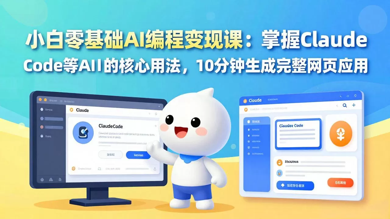 小白零基础AI编程变现课：掌握Claude Code等AI工具的核心用法，10分钟生成完整网页应用-鹊桥梦网创