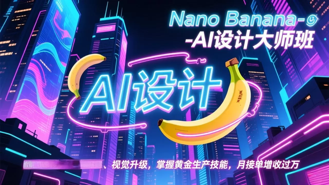Nano Banana-AI设计大师班，修图合成、广告创作、视觉升级，掌握黄金生产技能，月接单增收过万-鹊桥梦网创