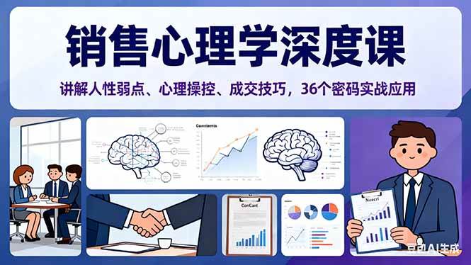 (16456期)销售心理学深度课,讲解人性弱点、心理操控、成交技巧,36个密码实战应用-鹊桥梦网创