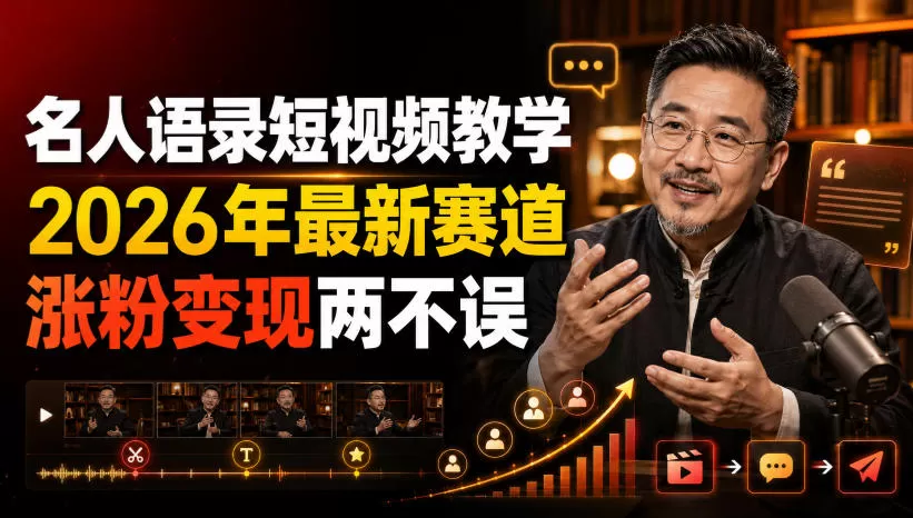 名人语录短视频教学,2026年最新赛道,涨粉变现两不误 名人语录短视频教学,2026年最新赛道,涨粉变现两不误