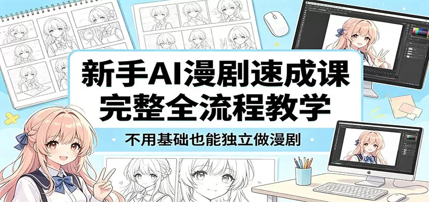 新手AI漫剧速成课:完整全流程教学,不用基础也能独立做漫剧 新手AI漫剧速成课:完整全流程教学,不用基础也能独立做漫剧