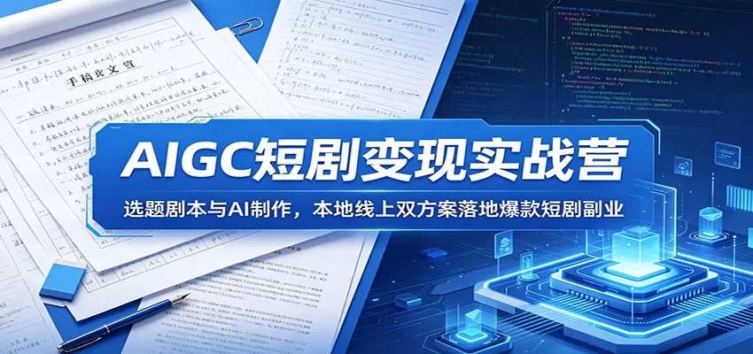 AIGC短剧变现实战营：选题剧本与AI制作，本地线上双方案落地爆款短剧副业-鹊桥梦网创