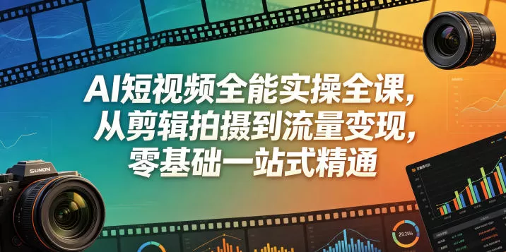 AI短视频全能实操全课，从剪辑拍摄到流量变现，零基础一站式精通-鹊桥梦网创