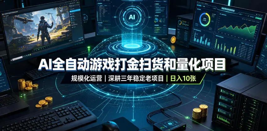 AI全自动游戏打金扫货和量化项目,规模化运营日入10张,深耕三年稳定老项目!【揭秘】-鹊桥梦网创