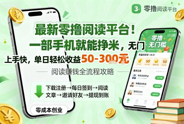 最新零撸阅读平台！一部手机就能挣米，无门槛上手快，单日轻松收益50-3张【揭秘】-鹊桥梦网创