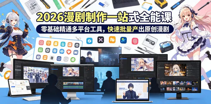 2026 AI漫剧制作一站式全能课，零基础精通多平台工具，快速批量产出原创漫剧-鹊桥梦网创