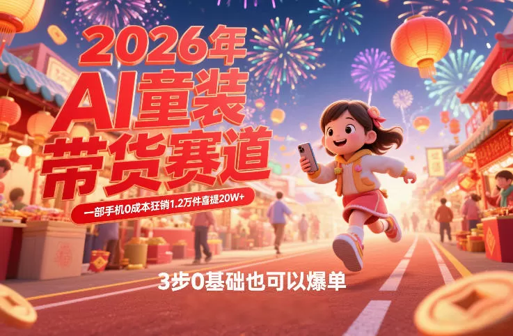 AI童装新春带货赛道，一部手机0成本狂销1.2万件喜提20W+，3步0基础也可以爆单-鹊桥梦网创