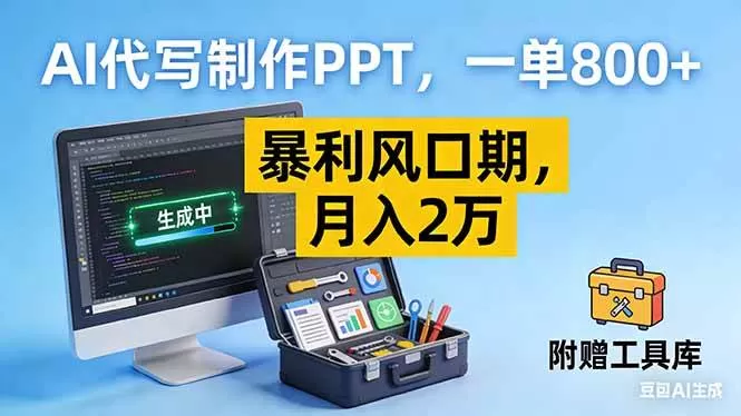 （16967期）AI代写制作PPT，一单800+， 暴利风口期，月入2万【附工具】-鹊桥梦网创