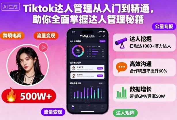 Tiktok达人管理从入门到精通，助你全面掌握达人管理秘籍-鹊桥梦网创