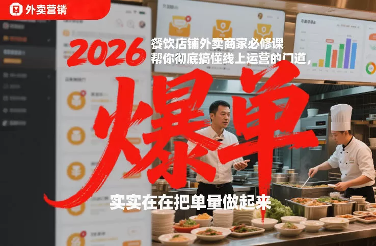 2026餐饮店铺外卖商家必修课，帮你彻底搞懂线上运营的门道，实实在在把单量做起来-鹊桥梦网创