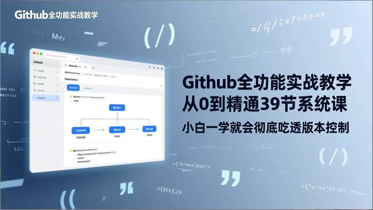 （17501期）GitHub-全功能实战教学，从0到精通39节系统课，小白一学就会彻底吃透版本控制