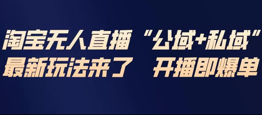 淘宝无人直播完整教程，公试+私域，最新玩法来了，开播即爆单-鹊桥梦网创