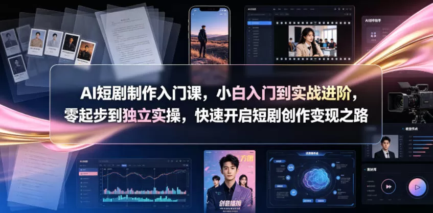 AI短剧制作入门课，小白入门到实战进阶，零起步到独立实操，快速开启短剧创作变现之路-鹊桥梦网创