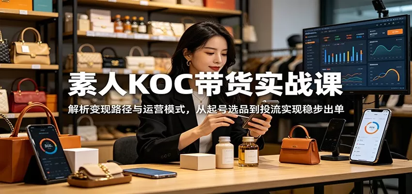 素人KOC带货实战课:解析变现路径与运营模式,从起号选品到投流实现稳步出单-鹊桥梦网创