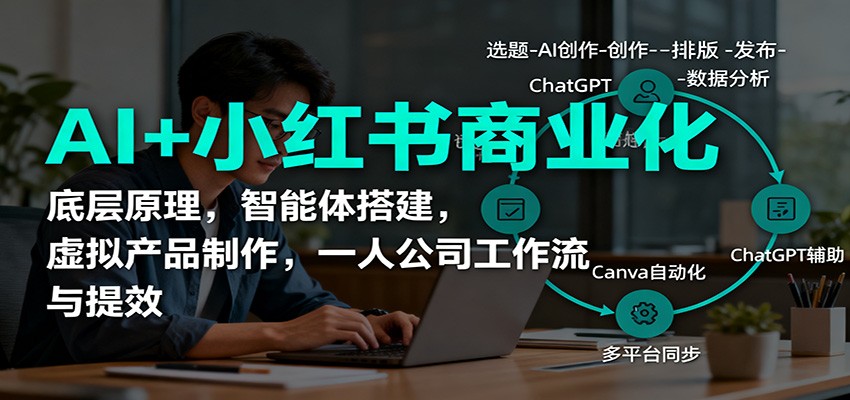 AI+小红书商业化,底层原理,智能体搭建,虚拟产品制作,一人公司工作流与提效-鹊桥梦网创