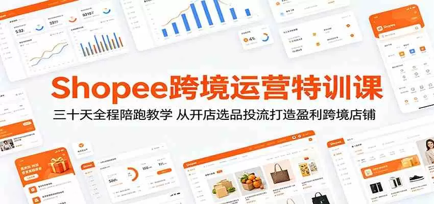 Shopee跨境运营特训课:三十天全程陪跑教学,从开店选品投流打造盈利跨境店铺-鹊桥梦网创