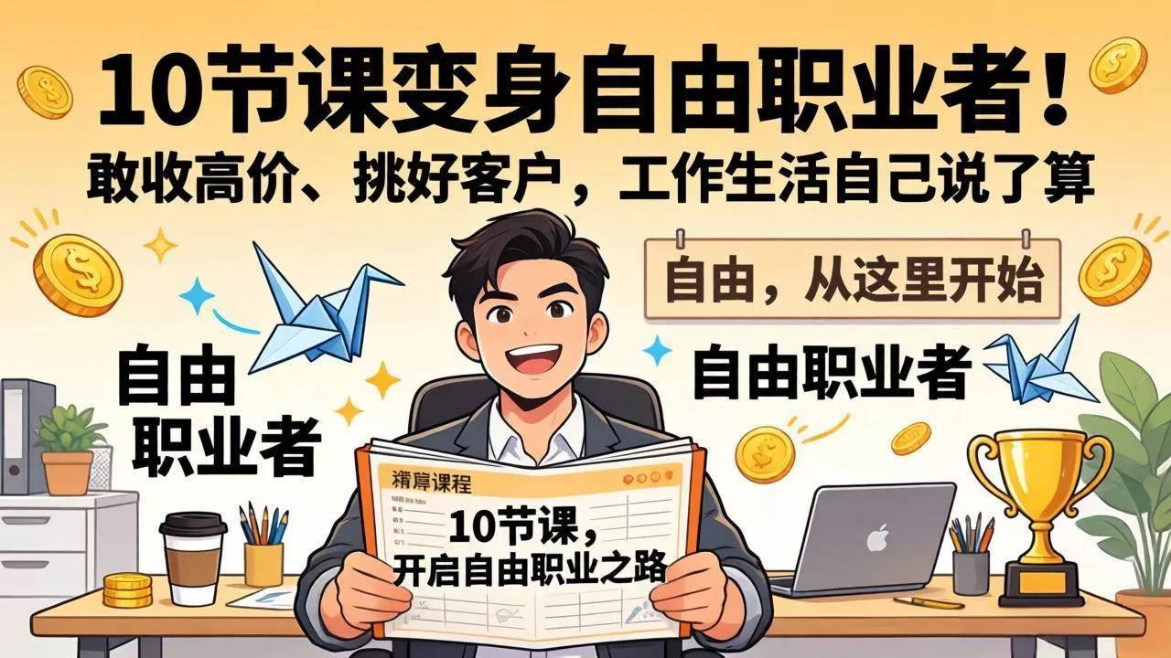 (17663期)10 节课变身自由职业者!敢收高价、挑好客户,工作生活自己说了算-鹊桥梦网创