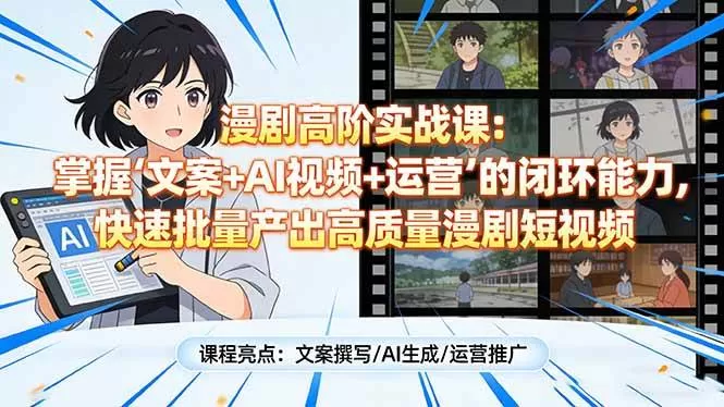 (17461期)漫剧高阶实战课:掌握“文案+AI视频+运营”的闭环能力,快速批量产出高质量漫剧短视频 (17461期)漫剧高阶实战课:掌握“文案+AI视频+运营”的闭环能力,快速批量产出高质量漫剧短视频