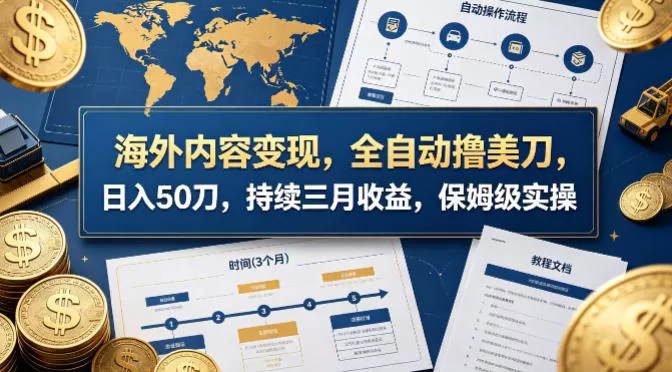 海外内容变现，全自动撸美刀，日入50刀，持续三月收益，保姆级实操【揭秘】-鹊桥梦网创