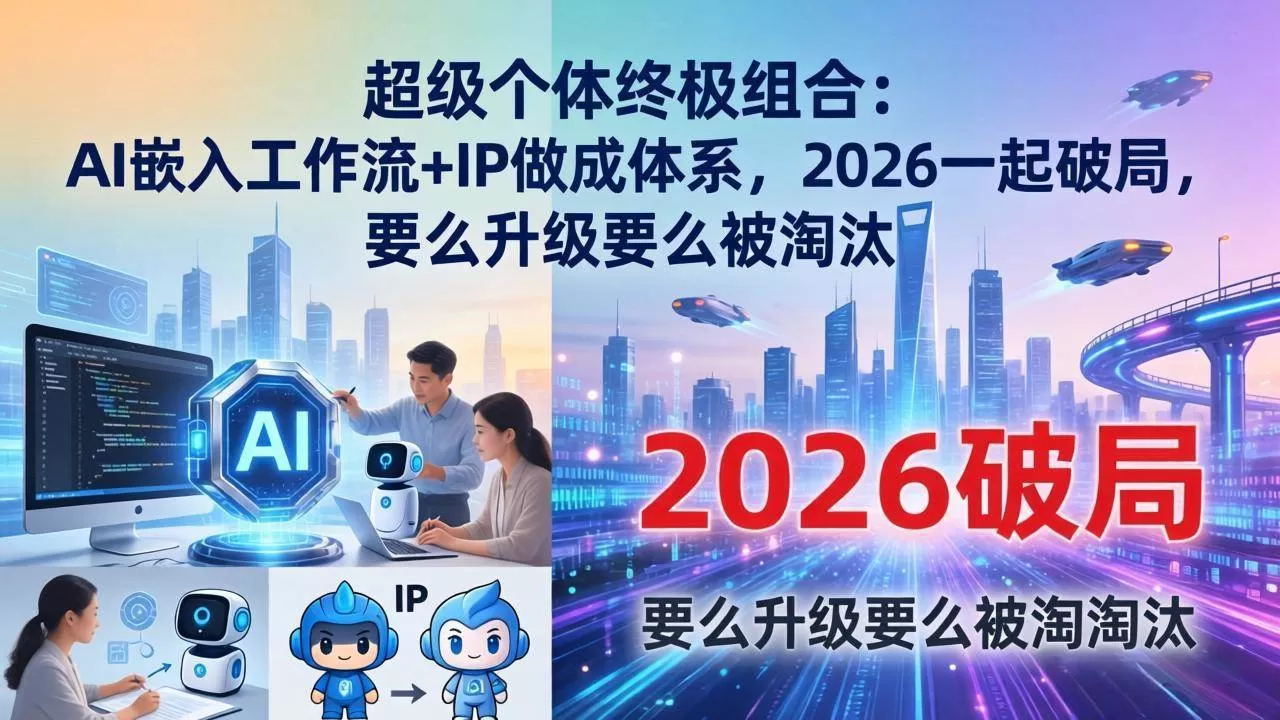 (17789期)超级个体终极组合:AI嵌入工作流+IP做成体系,2026一起破局,要么升级要么被淘汰 (17789期)超级个体终极组合:AI嵌入工作流+IP做成体系,2026一起破局,要么升级要么被淘汰