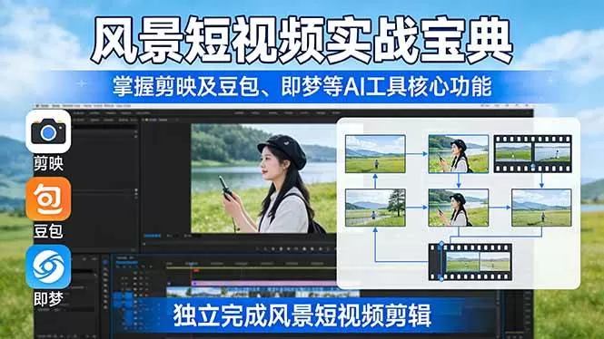 （17704期）风景短视频实战宝典：掌握剪映及豆包、即梦等AI工具的核心功能，独立完成风景短视频剪辑-鹊桥梦网创