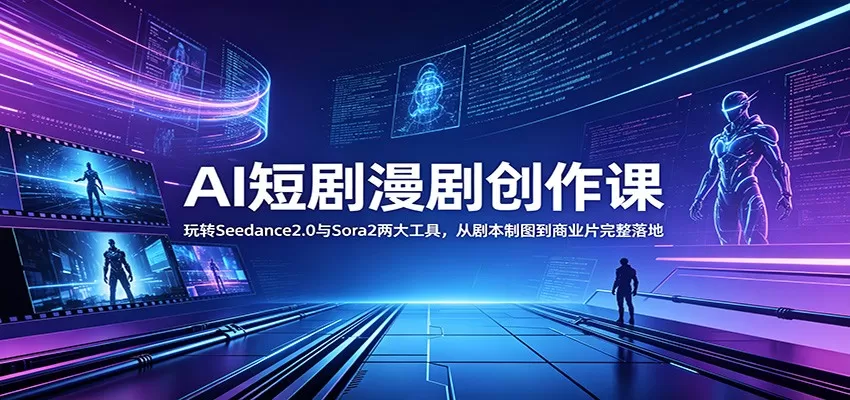 AI短剧漫剧创作课:玩转Seedance2.0与 Sora2两大工具,从剧本制图到商业片完整落地-鹊桥梦网创