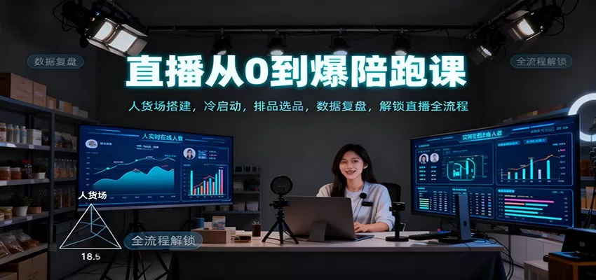 直播从0到爆陪跑课：人货场搭建，冷启动，排品选品，数据复盘，解锁直播全流程-鹊桥梦网创