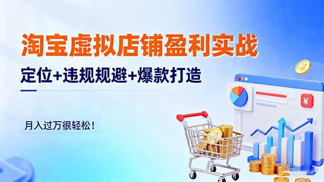 （16387期）淘宝虚拟店铺盈利实战：定位+违规规避+爆款打造，月入过万很轻松！-鹊桥梦网创