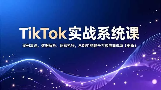 TikTok实战系统课，案例复盘、数据解析、运营执行，从0到1构建千万级电商体系(更新-鹊桥梦网创