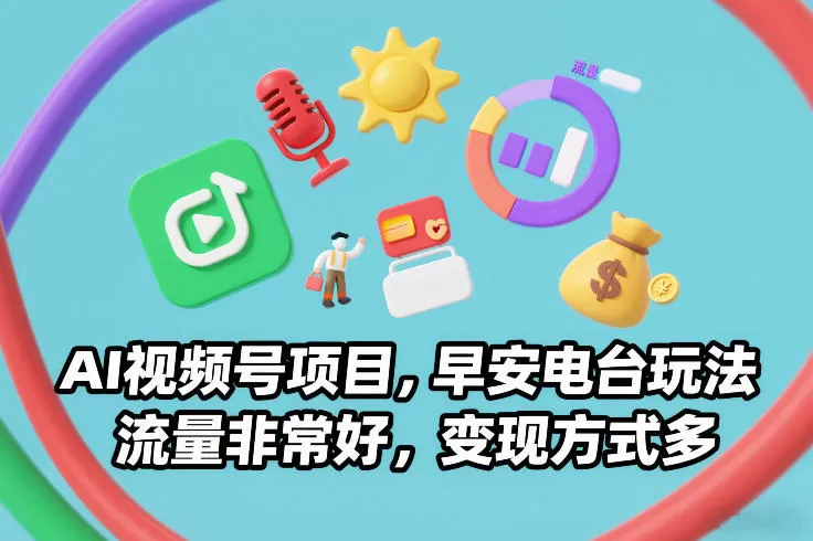 AI视频号项目，早安电台玩法，流量非常好，变现方式多-鹊桥梦网创