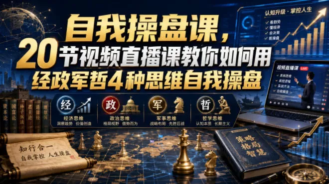 自我操盘课，20节视频直播课教你如何用经政军哲4种思维自我操盘-鹊桥梦网创