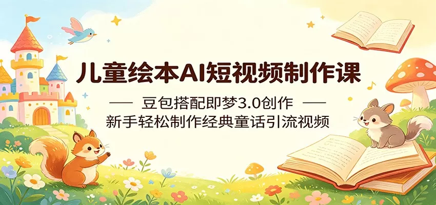 儿童绘本AI短视频制作课：豆包搭配即梦3.0创作，新手轻松制作经典童话引流视频-鹊桥梦网创