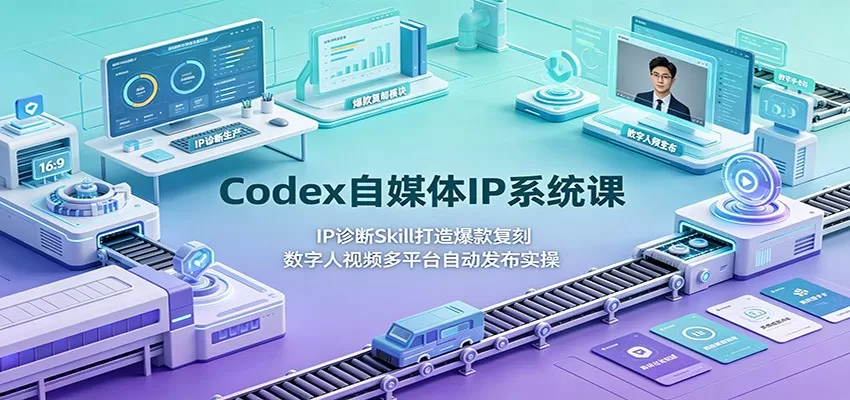 Codex自媒体IP系统课：IP诊断Skill打造爆款复刻，数字人视频多平台自动发布实操-鹊桥梦网创