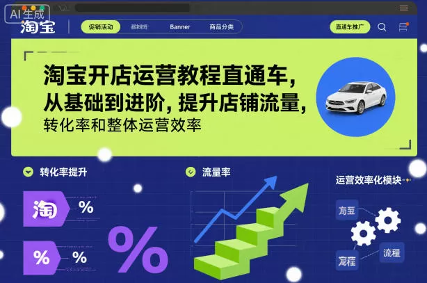 淘宝开店运营教程直通车，从基础到进阶，提升店铺流量，转化率和整体运营效率（更新26年1月）-鹊桥梦网创