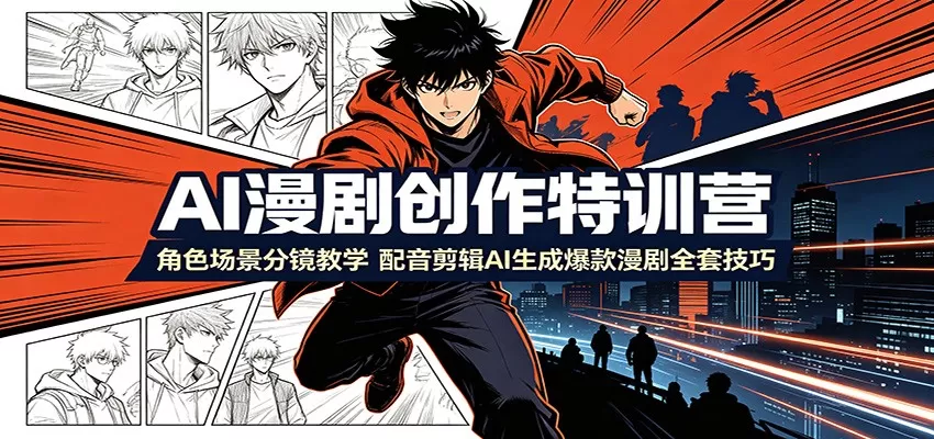 AI漫剧创作特训营:角色场景分镜教学,配音剪辑AI生成爆款漫剧全套技巧-鹊桥梦网创