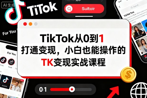 TikTok从0到1打通变现，小白也能操作的TK变现实战课程-鹊桥梦网创